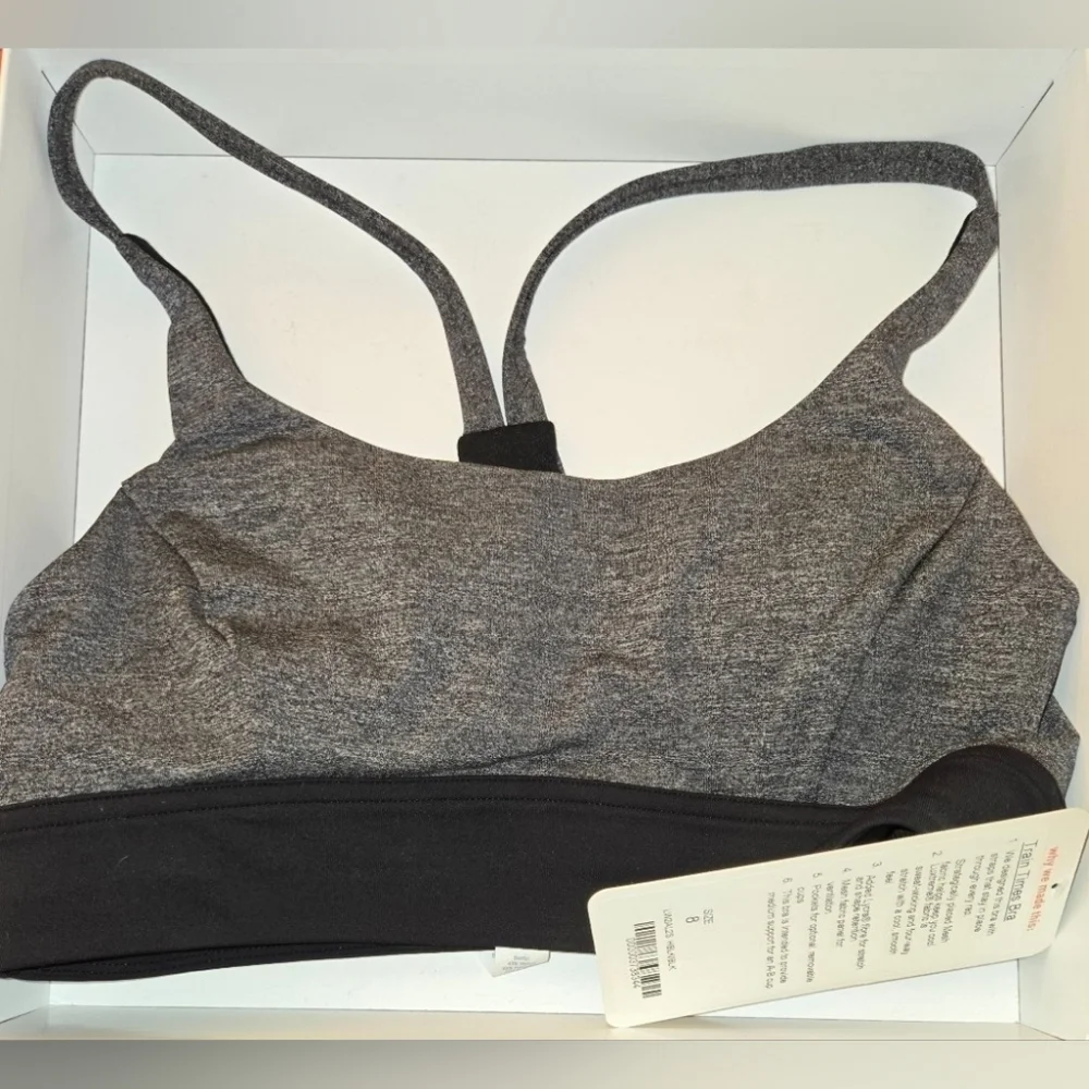 Lululemon Train Times Sports Bra in Dark Heathered Grey Black Size 8 NWT - Picture 7 of 8